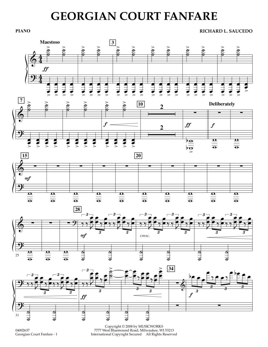 Georgian Court Fanfare - Piano Concert Band scores gallery preview page 1