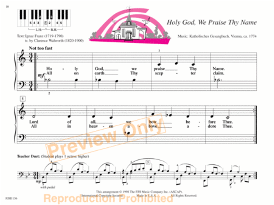 Catholic Hymns for the Young Pianist, Book 1 Piano Method scores gallery preview page 4