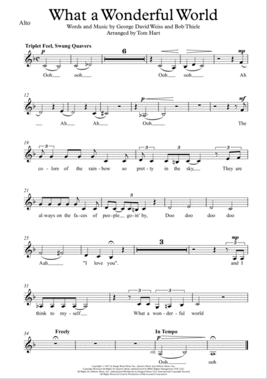 What A Wonderful World SSA scores gallery preview page 5