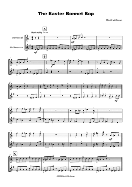 The Easter Bonnet Bop for Clarinet and Alto Saxophone Duet