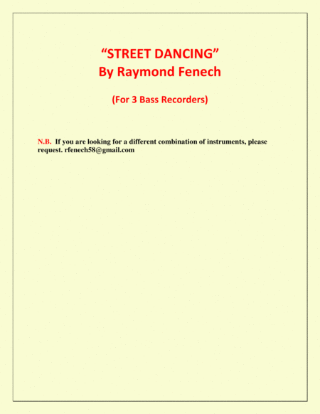 "Street Dancing" - For 3 Bass Recorders - Early Intermediate/ Intermediate level image number null