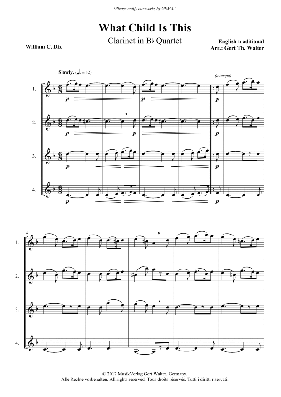 What Child Is This Woodwind Quartet scores gallery preview page 1