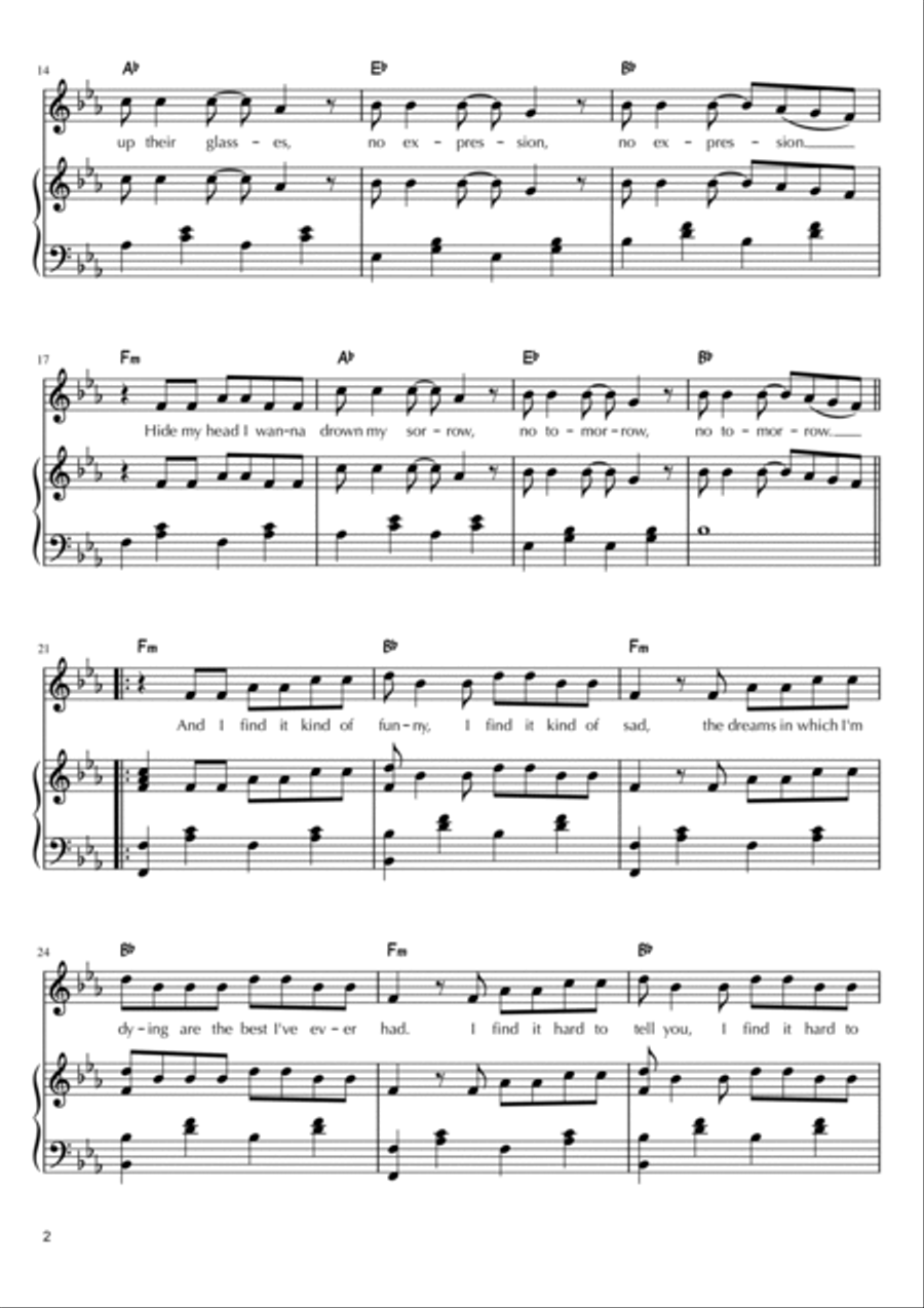 Mad World Piano, Vocal, Guitar scores gallery preview page 2