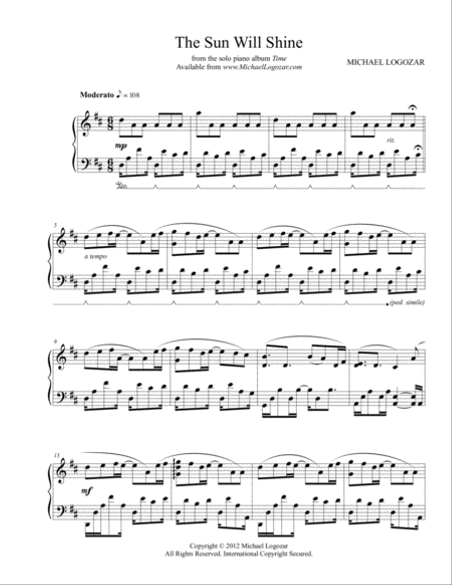 The Sun Will Shine The Sun Will Shine Piano Solo scores gallery preview page 1
