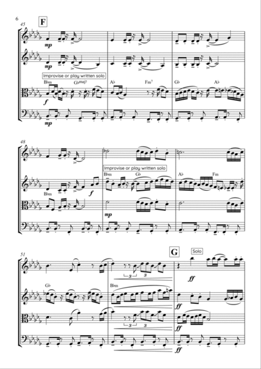 Hips Don't Lie String Quartet scores gallery preview page 6
