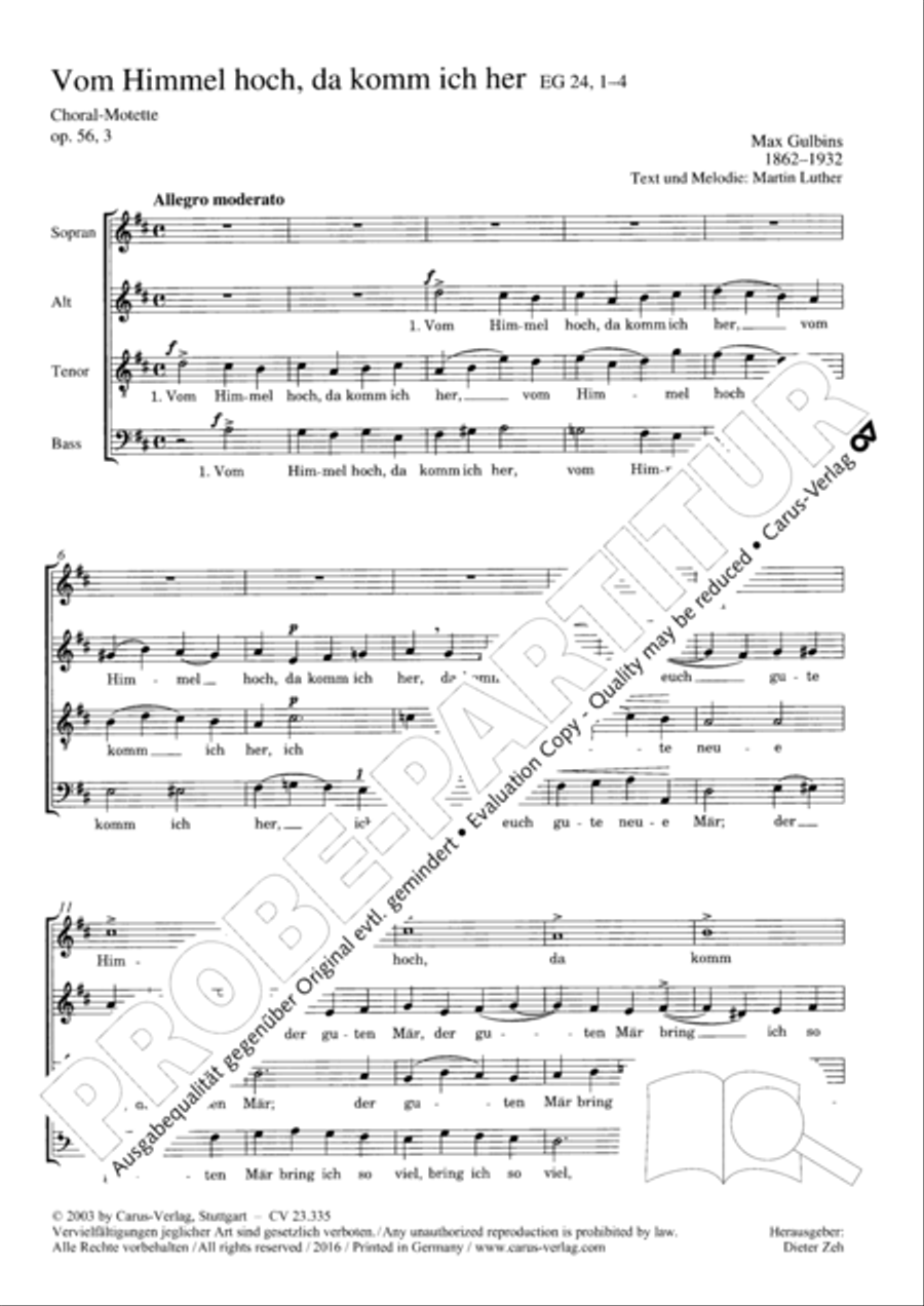 From heav'n above to earth I come (Vom Himmel hoch, da komm ich her) 4-Part scores gallery preview page 2