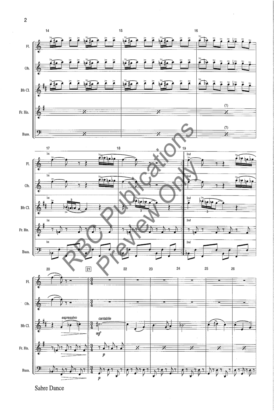 Sabre Dance Woodwind Quintet Woodwind Quintet scores gallery preview page 3