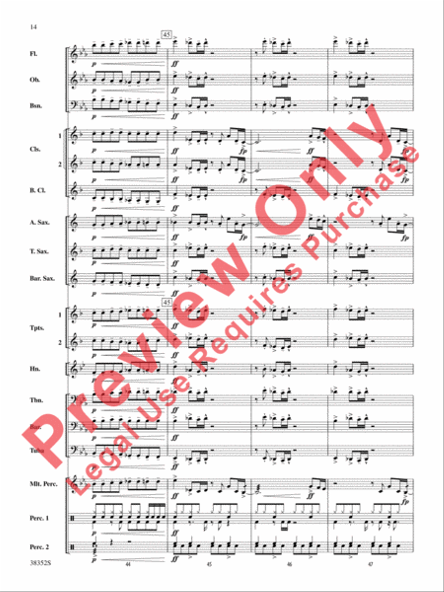 Give Up the Funk (Tear the Roof Off That Sucker) Concert Band scores gallery preview page 15