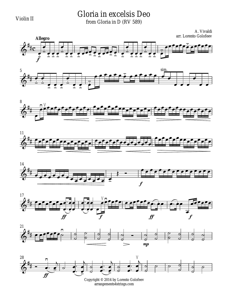 Gloria in excelsis Deo String Quartet scores gallery preview page 3