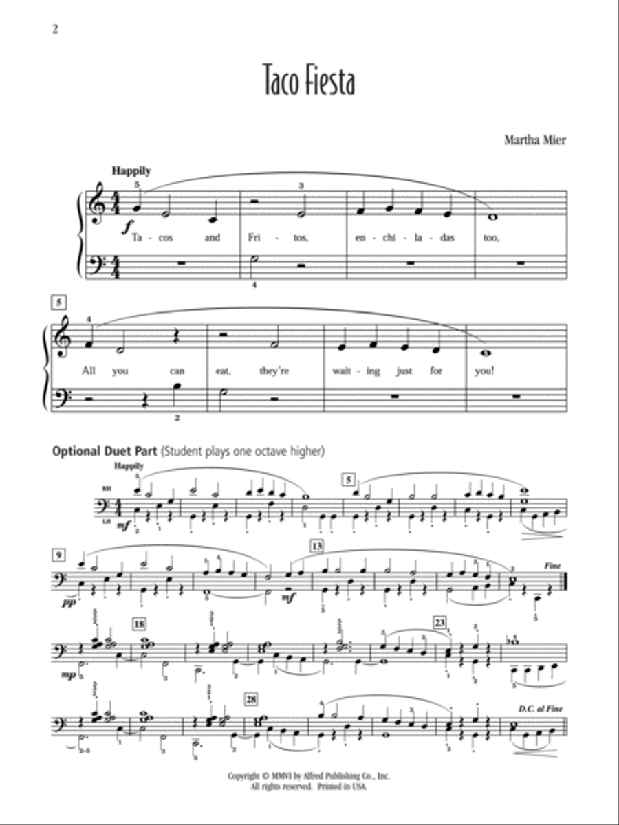 Taco Fiesta Easy Piano scores gallery preview page 2