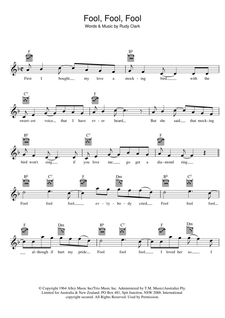 Fool, Fool, Fool Fool, Fool, Fool Piano scores gallery preview page 1