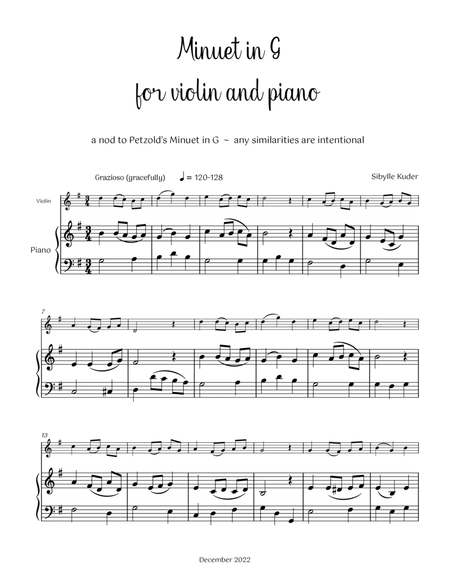 Minuet in G for violin and piano image number null