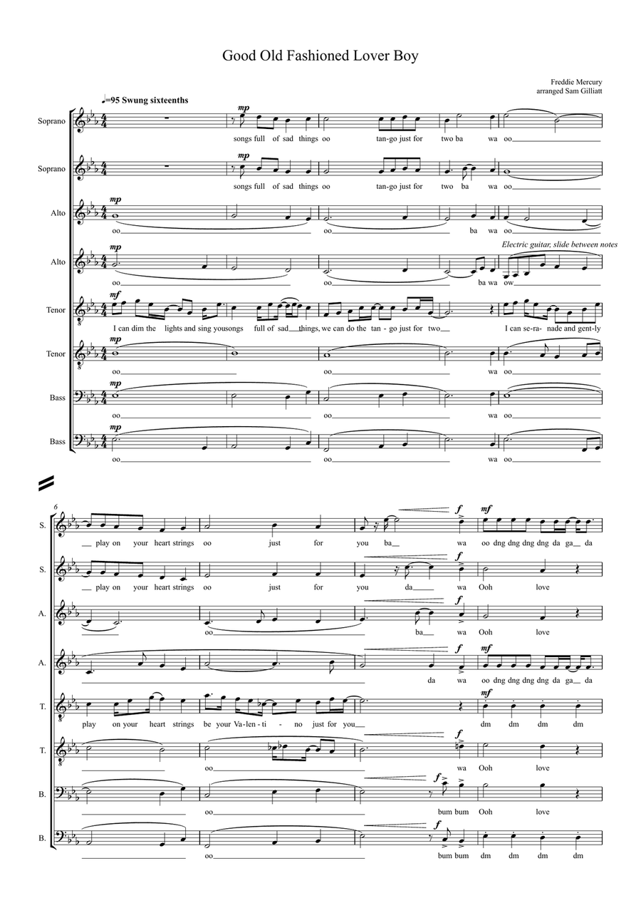 Good Old-fashioned Lover Boy Divisi scores gallery preview page 1