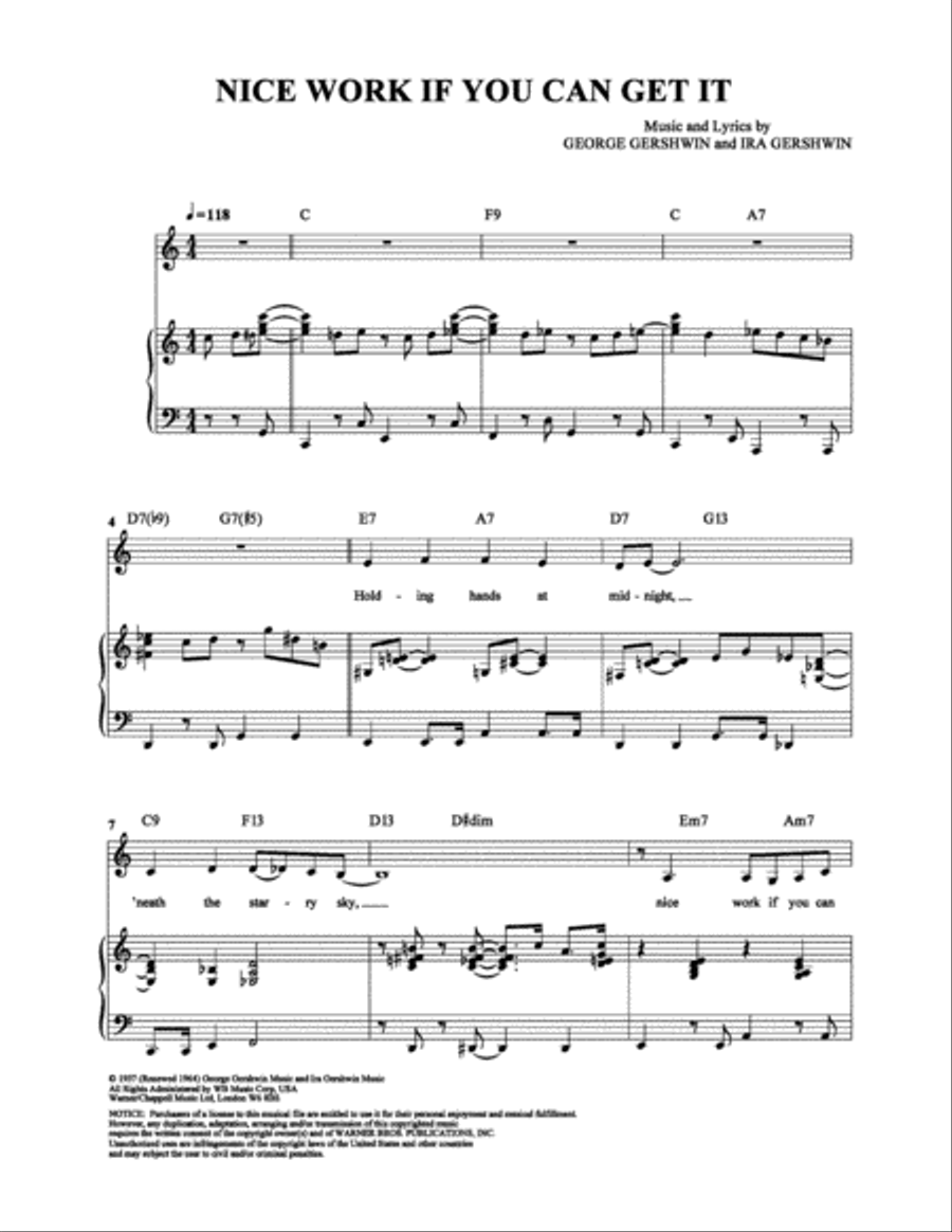 Nice Work If You Can Get It Piano, Vocal, Guitar scores gallery preview page 1
