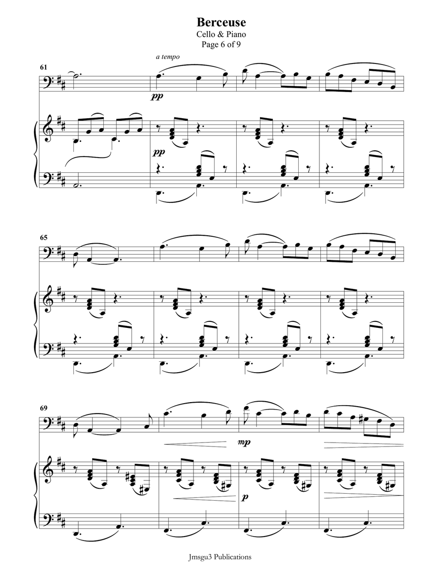 Fauré: Berceuse Op. 16 for Cello & Piano Piano scores gallery preview page 6
