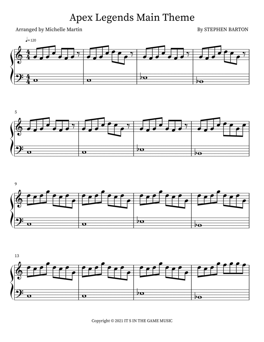 Apex Legends Main Theme Piano Solo scores gallery preview page 1