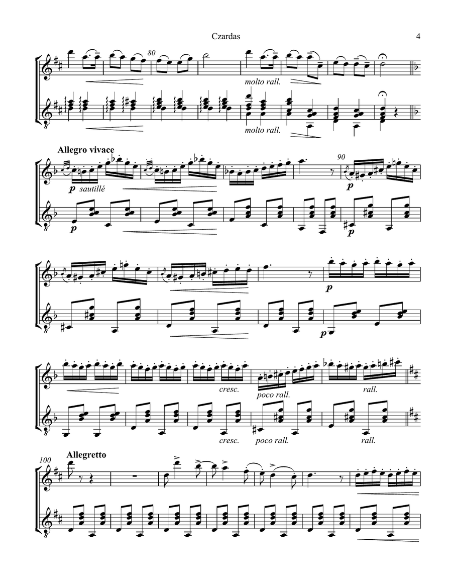 Czardas for flute and guitar Czardas for flute and guitar Flute scores gallery preview page 5