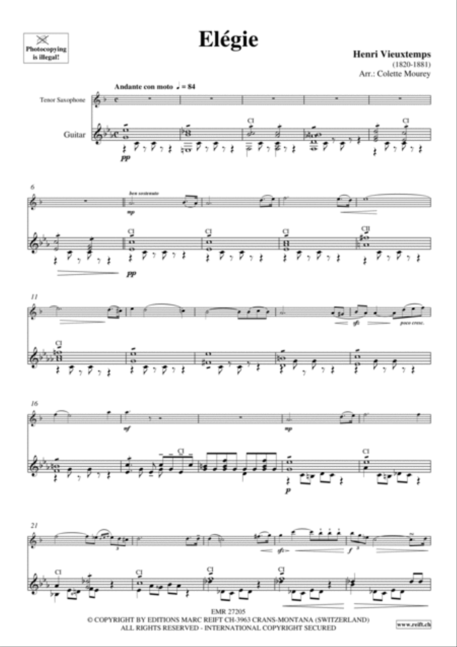 Elegie Tenor Saxophone scores gallery preview page 6