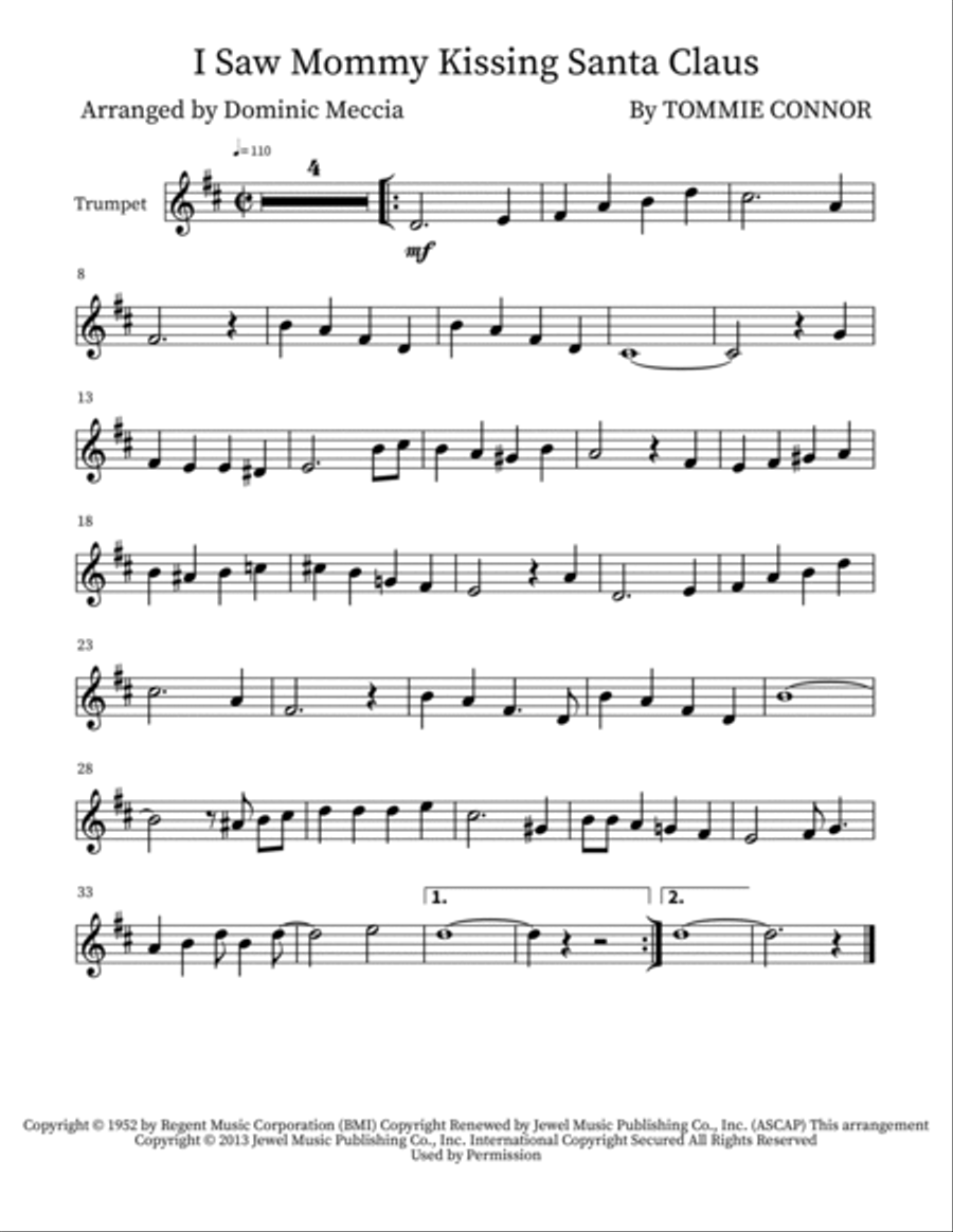 I Saw Mommy Kissing Santa Claus Trumpet Duet scores gallery preview page 3
