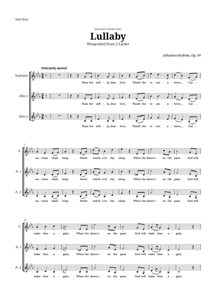 Lullaby by Brahms for SAA Choir image number null