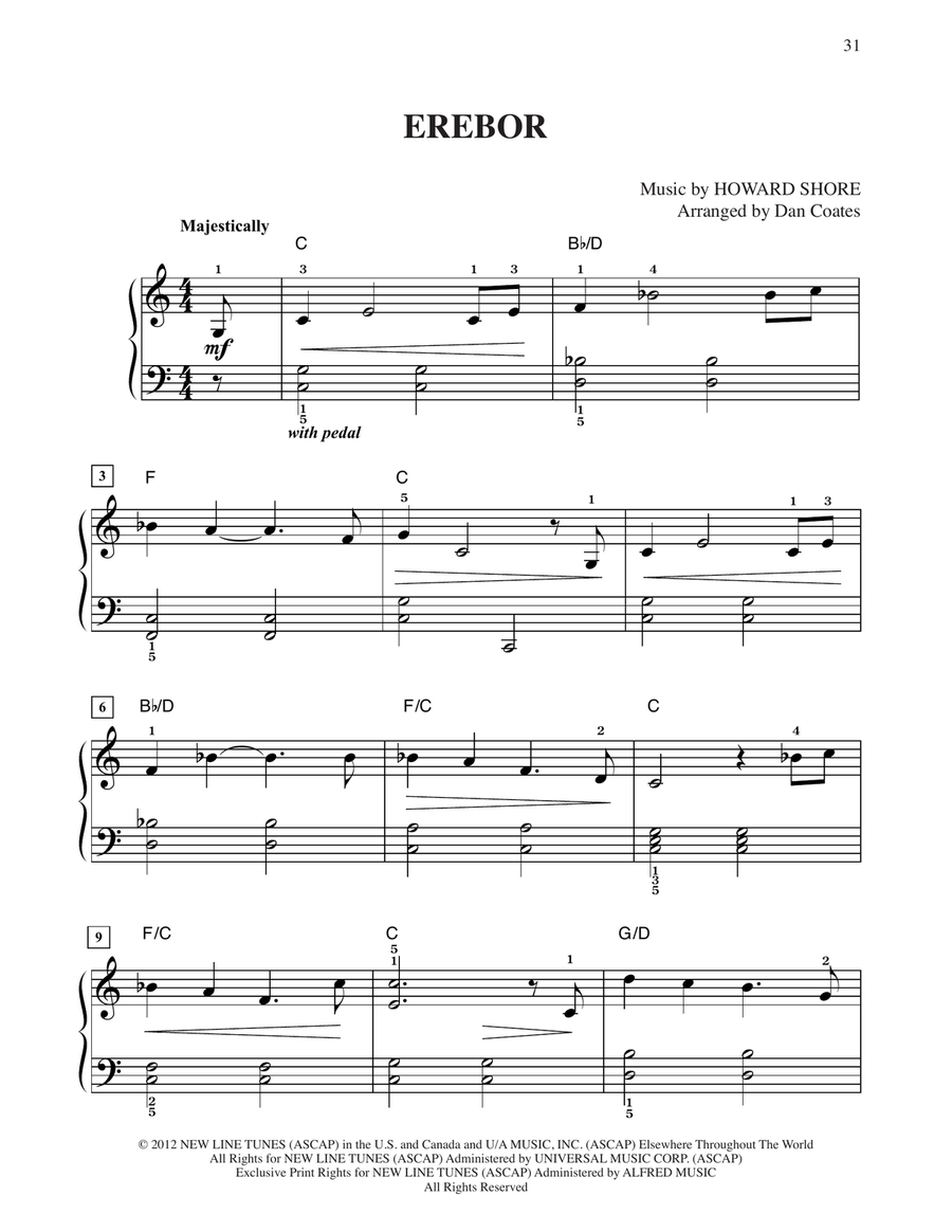 Erebor (from The Hobbit: An Unexpected Journey) (arr. Dan Coates)