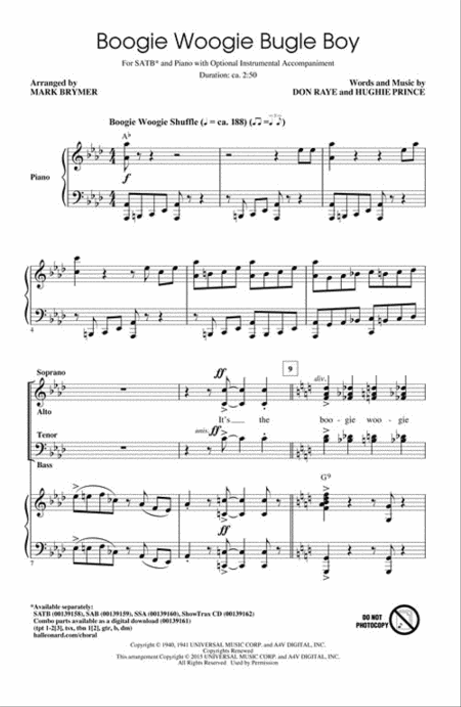Boogie Woogie Bugle Boy Vocal Jazz Ensemble scores gallery preview page 2