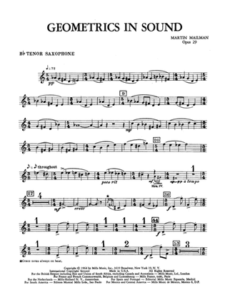 Geometrics in Sound, Op. 29: B-flat Tenor Saxophone