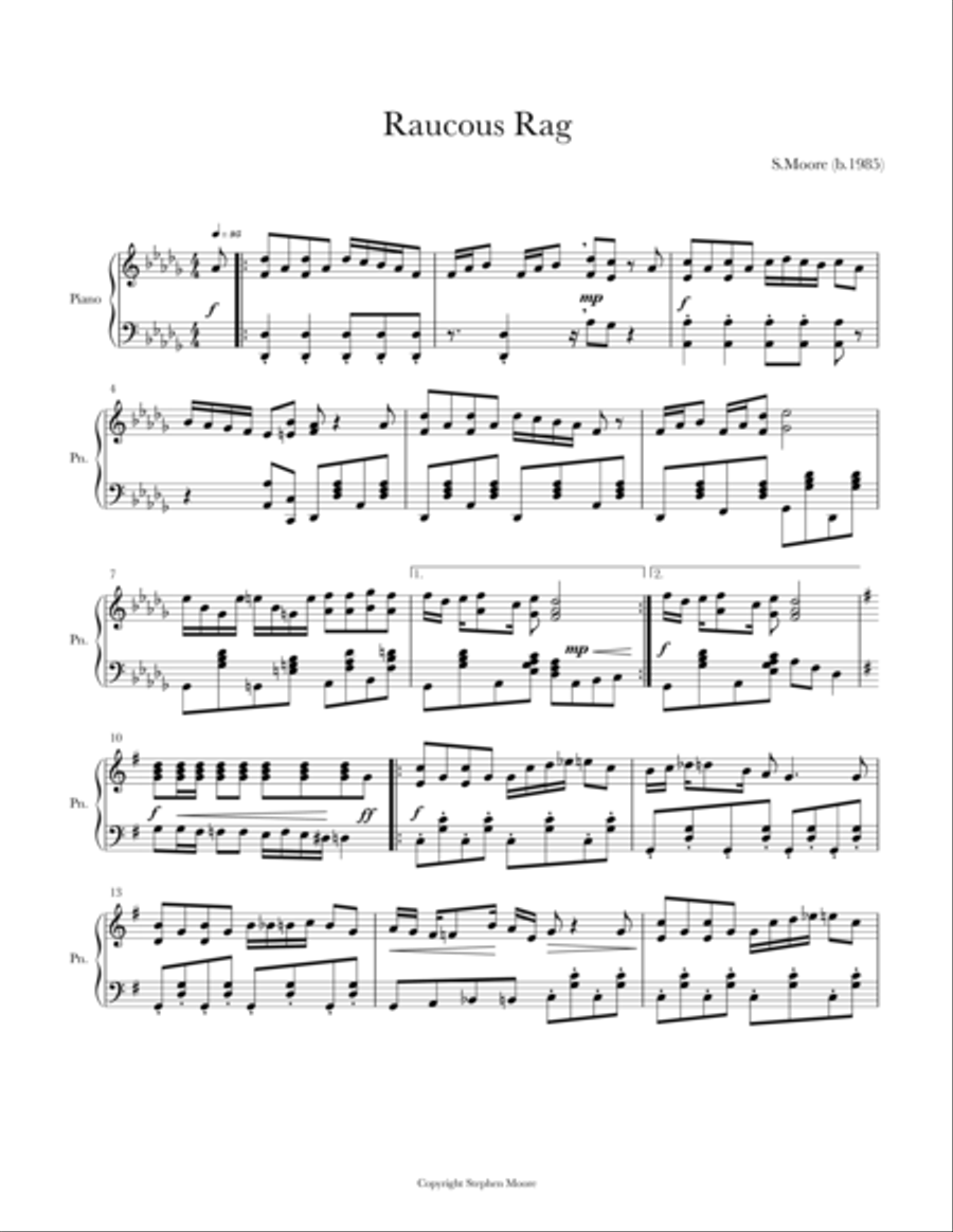 Raucous Rag Piano Solo scores gallery preview page 1