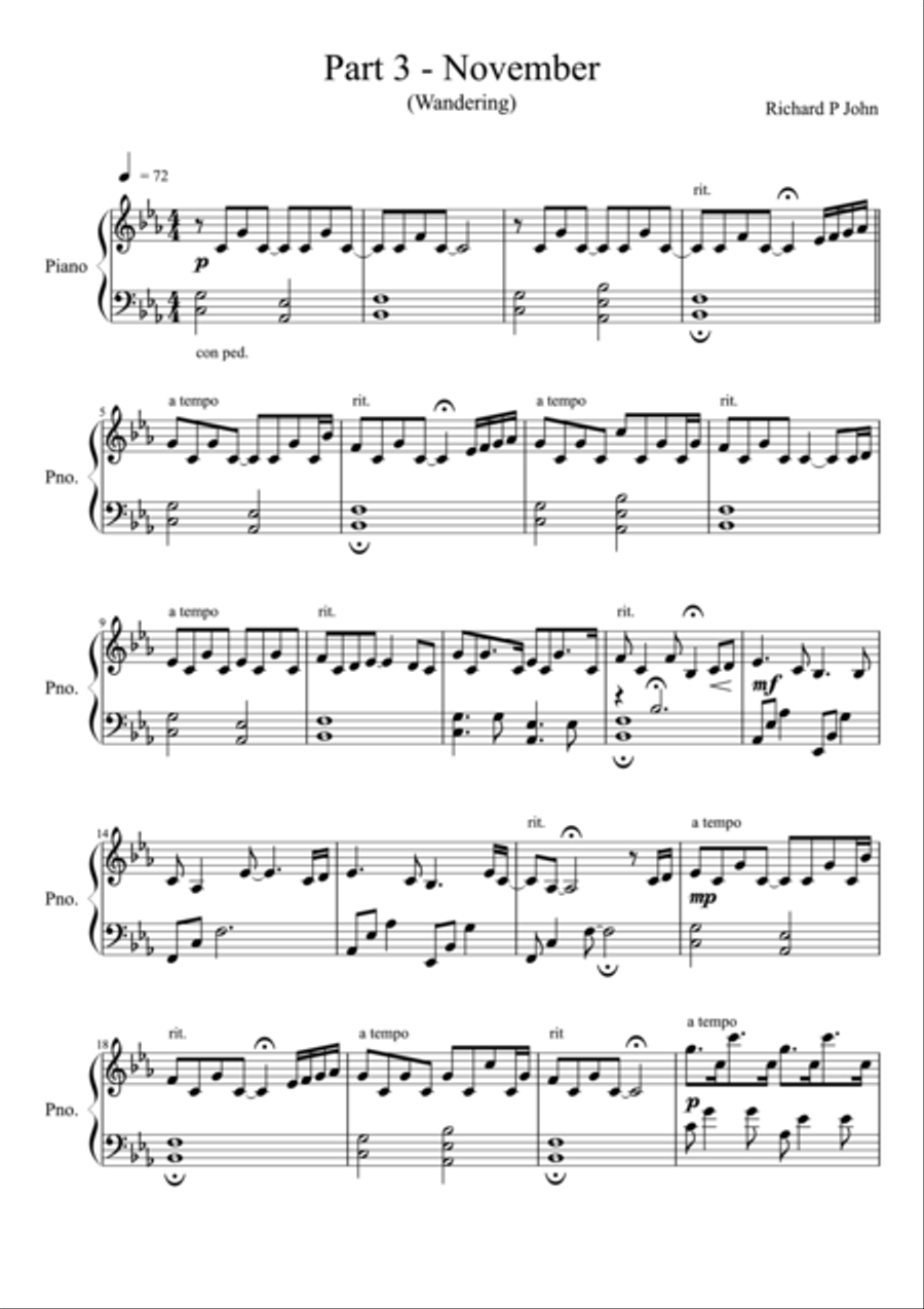 November - Wandering (from Seasons in Flight) Piano Solo scores gallery preview page 1