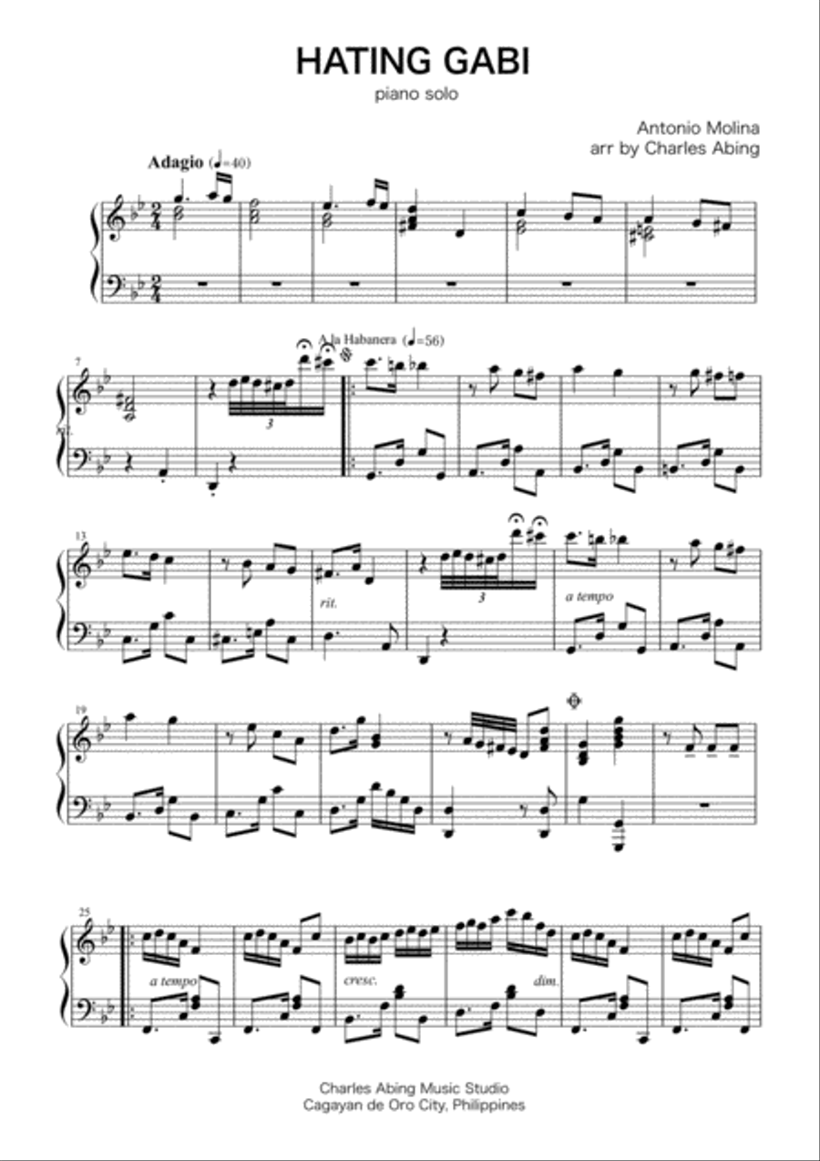 Hating Gabi for piano solo Piano Solo scores gallery preview page 1