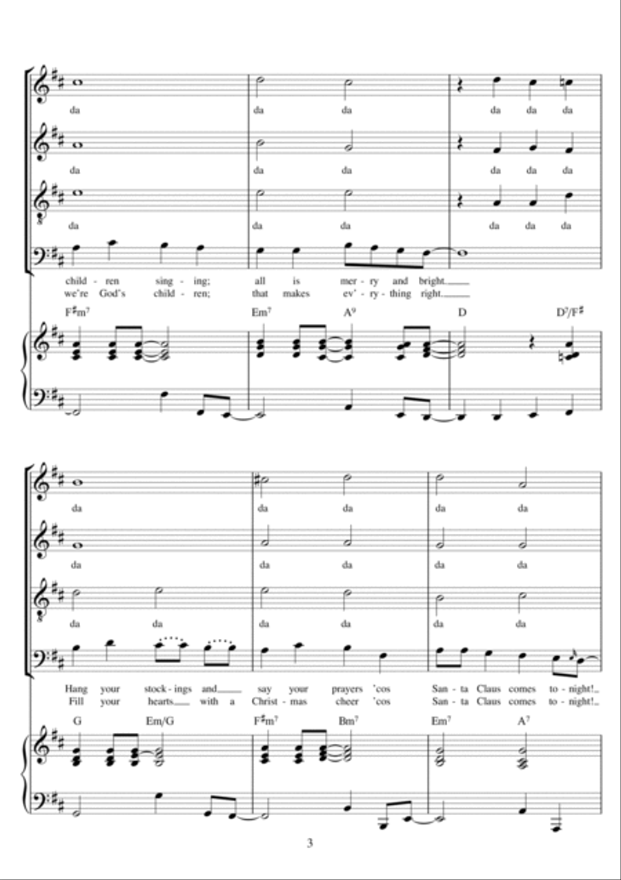 Here Comes Santa Claus (Right Down Santa Claus Lane) (arr. Berty Rice) 4-Part scores gallery preview page 3
