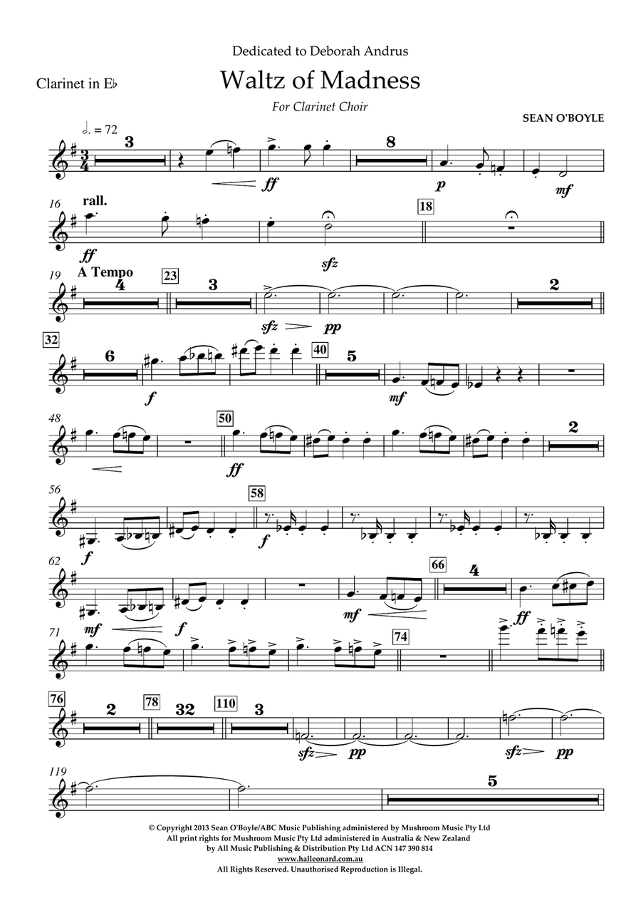 Waltz Of Madness - Eb Clarinet Woodwind Ensemble scores gallery preview page 1