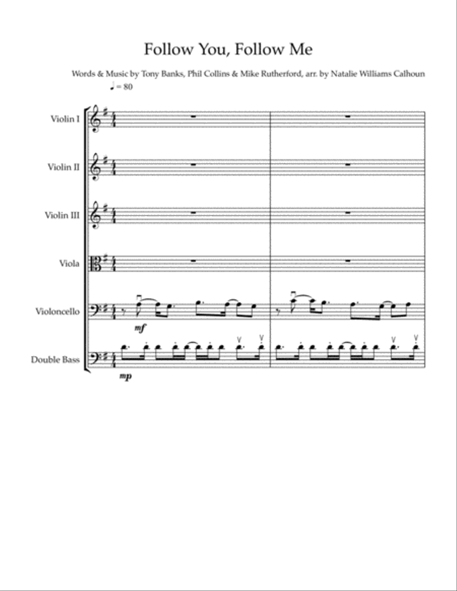 Follow You, Follow Me String Quartet scores gallery preview page 1