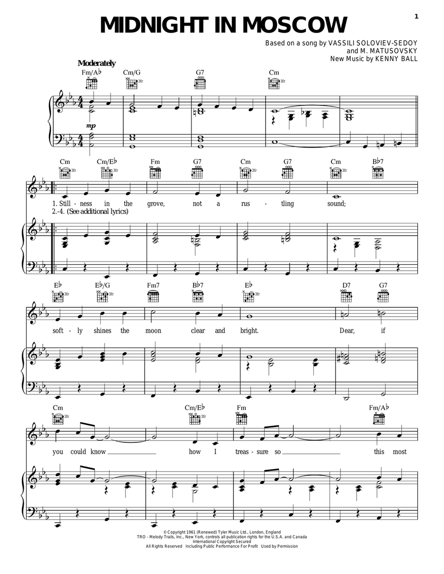 Midnight In Moscow Midnight In Moscow Piano, Vocal, Guitar scores gallery preview page 1