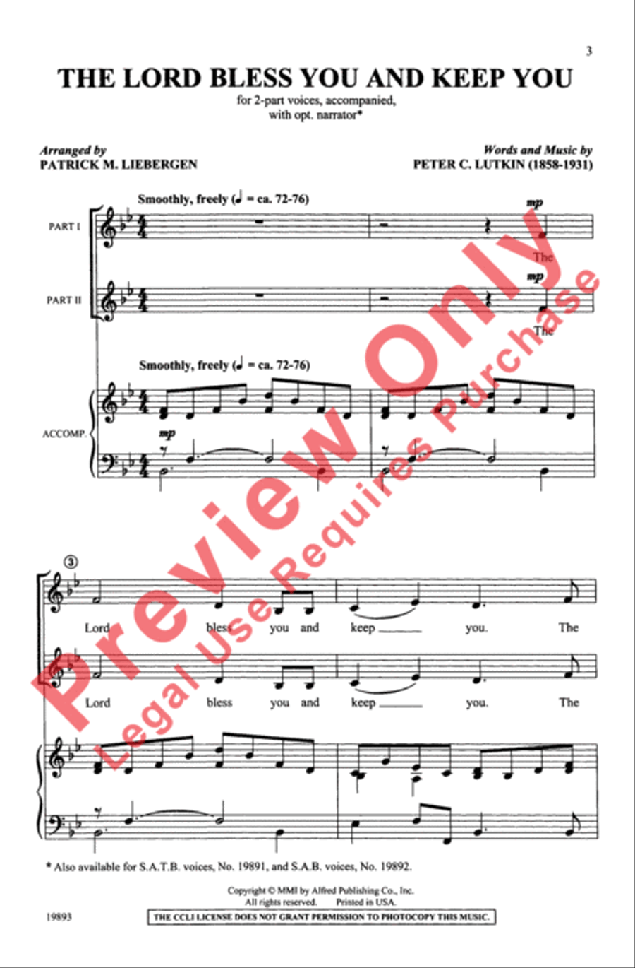 The Lord Bless You and Keep You 2-Part scores gallery preview page 3