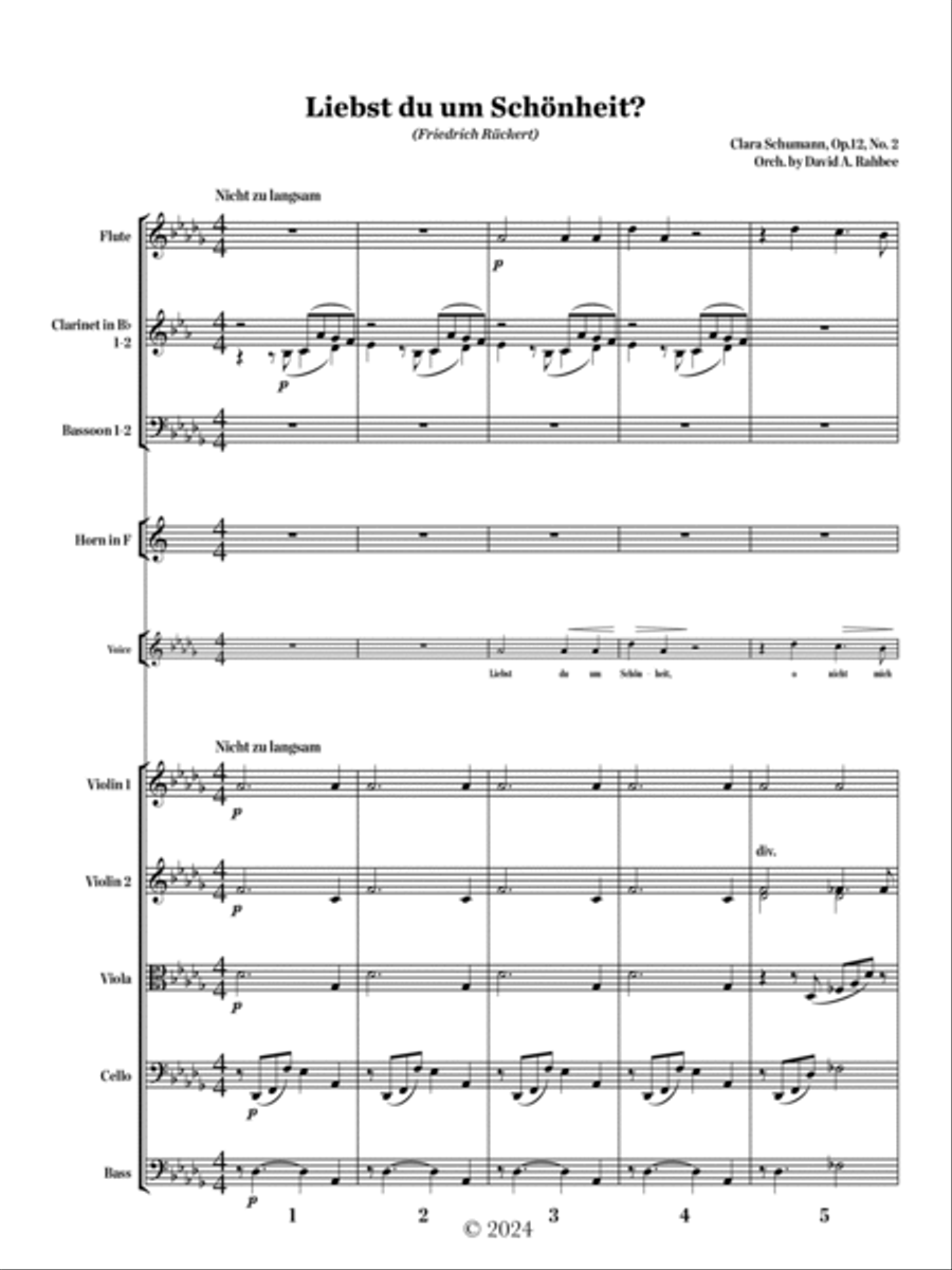 Liebst du um Schönheit? Chamber Orchestra scores gallery preview page 2