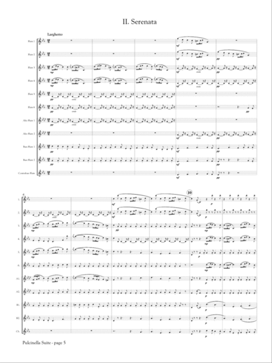 Pulcinella Suite for Flute Orchestra Flute Choir scores gallery preview page 4