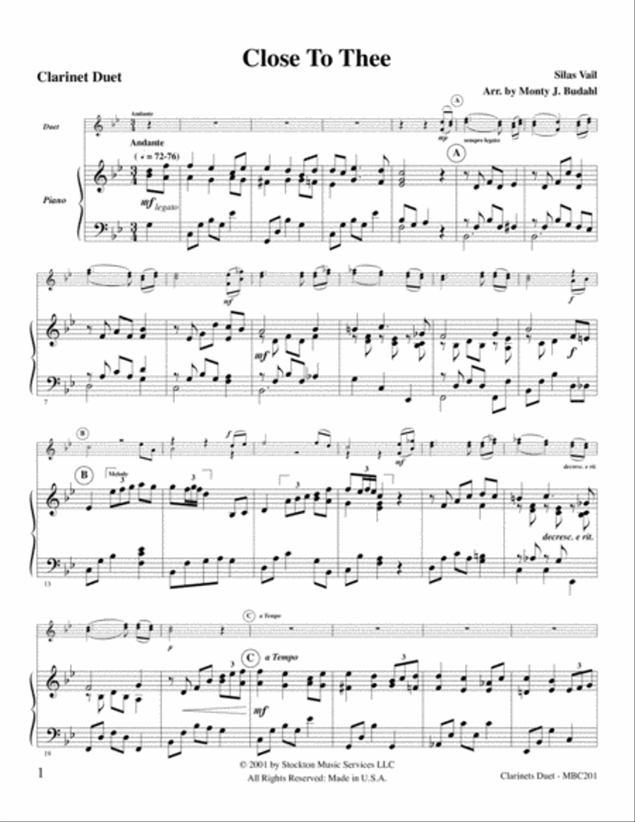 Close To Thee Clarinet Duet scores gallery preview page 2