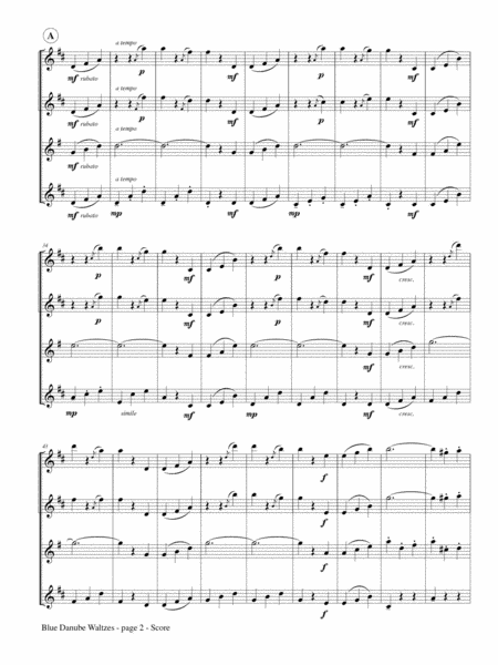Blue Danube Waltzes for Flute Quartet