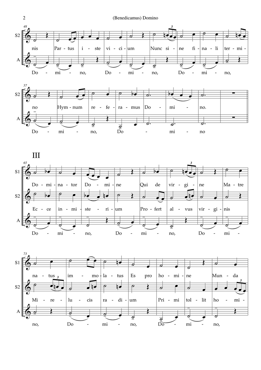 Benedicamus Domino - Medieval Motet SSA Transcribed by Guido Menestrina SSA scores gallery preview page 3