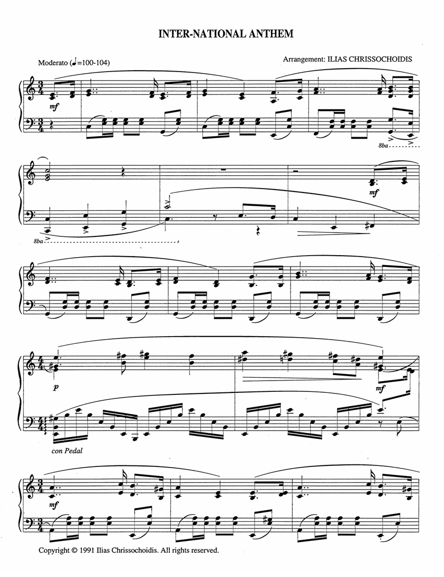 International Anthem Piano Solo scores gallery preview page 1