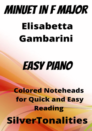 Book cover for Minuet in F Major Allegretto Easy Piano Sheet Music with Colored Notation