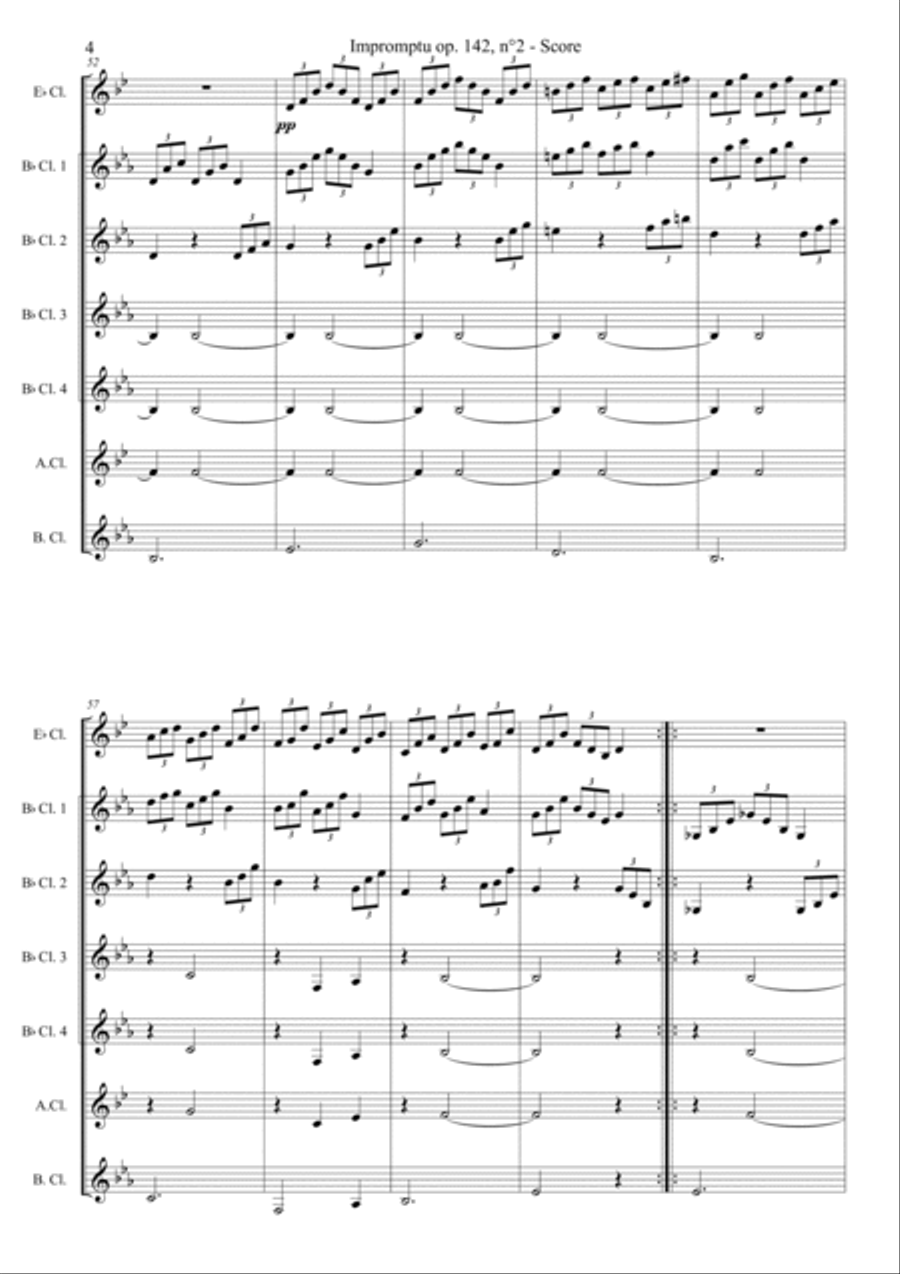 Impromptu op. 142, n° 2 Woodwind Ensemble scores gallery preview page 4