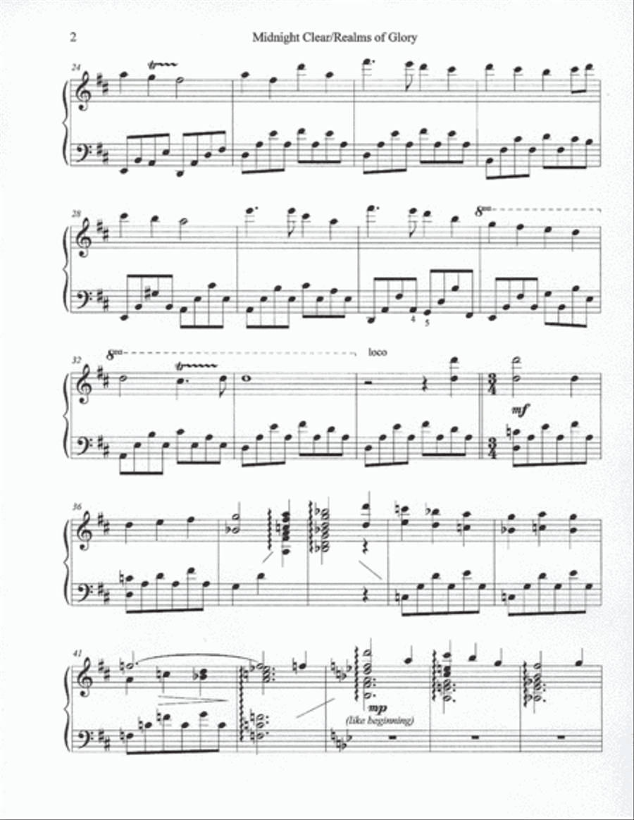 Midnight Clear/Realms of Glory [Medley] Piano Solo scores gallery preview page 2