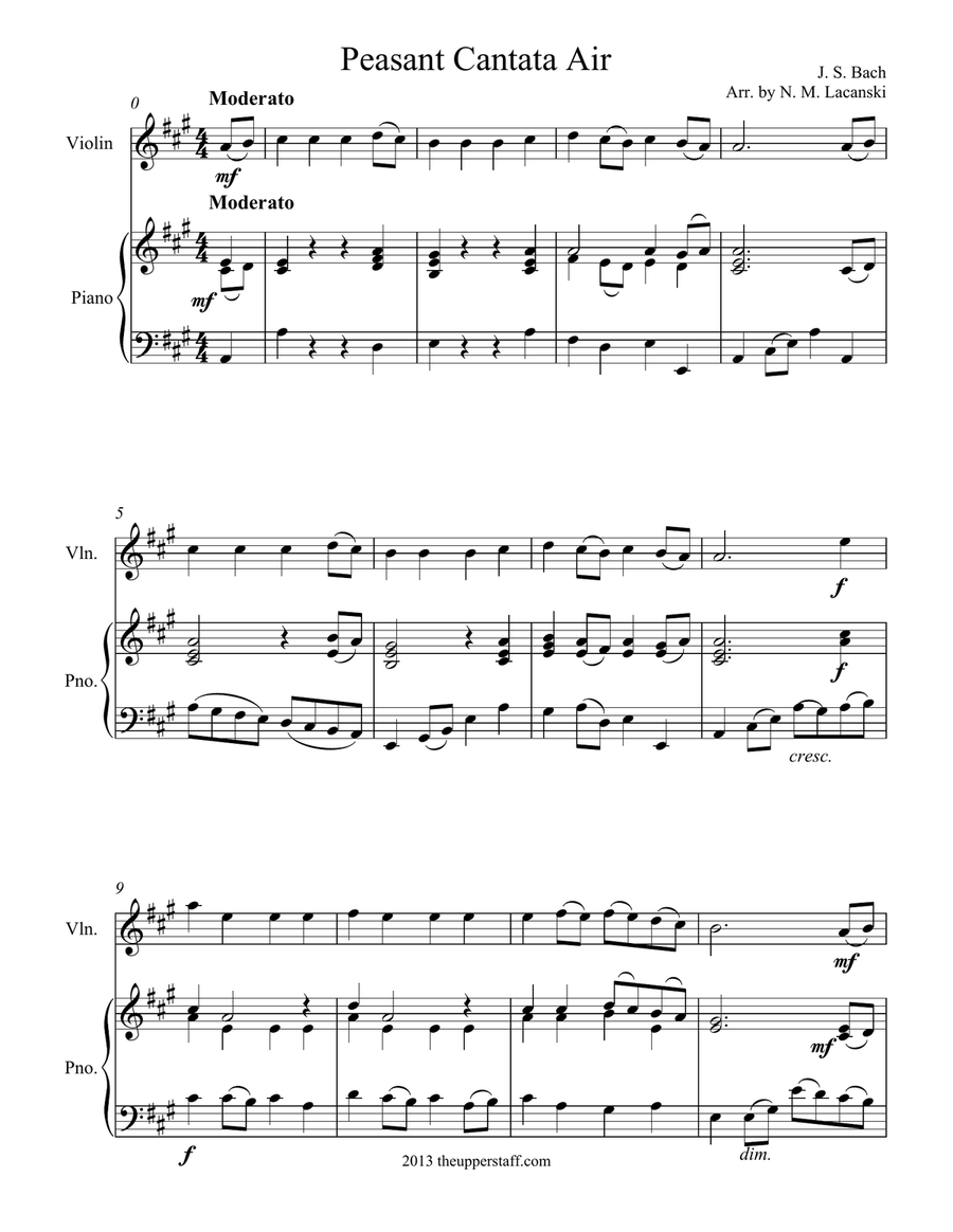 Air from Peasant Cantata Air from Peasant Cantata Violin Solo scores gallery preview page 2