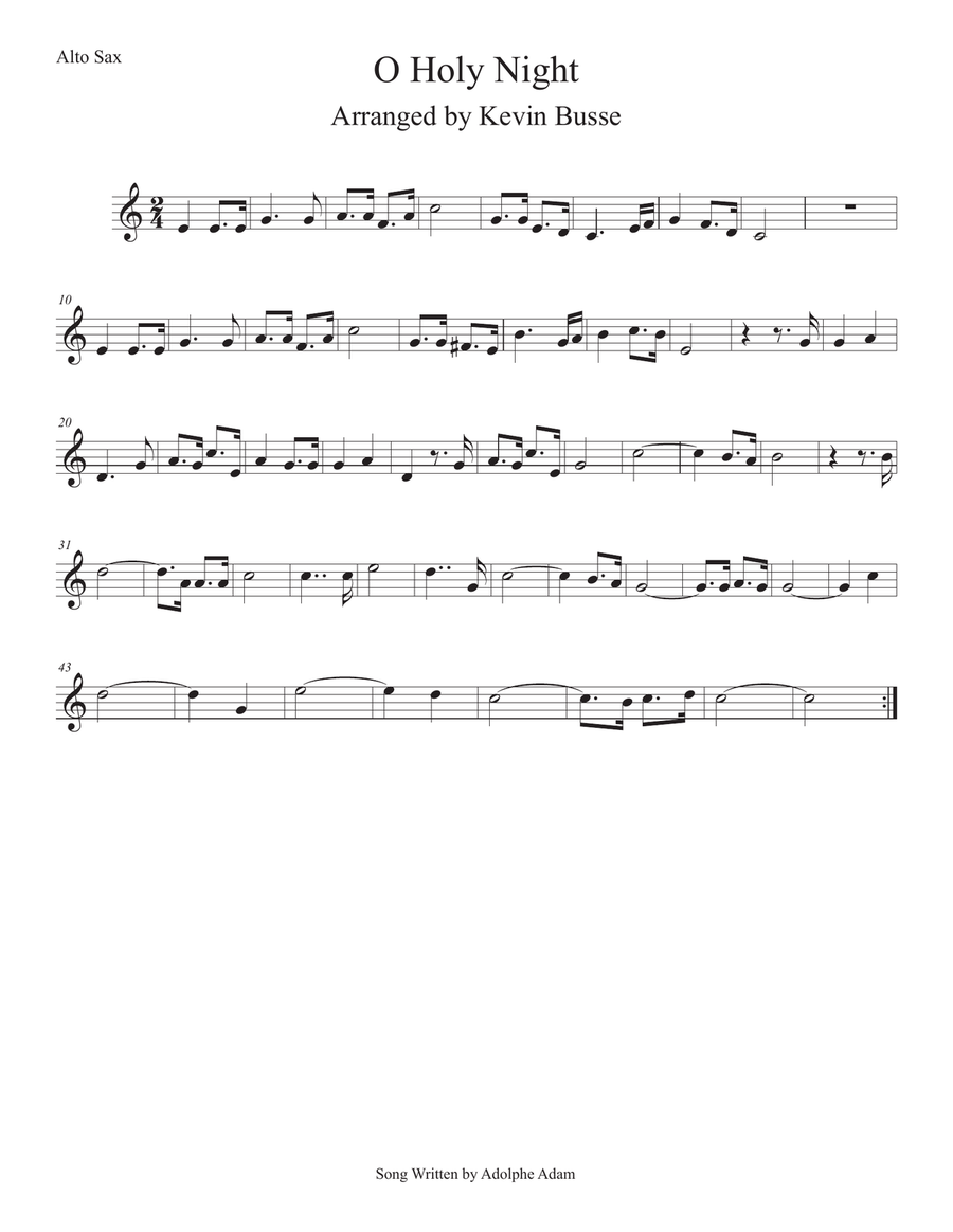 O Holy Night (Easy key of C) Alto Sax image number null