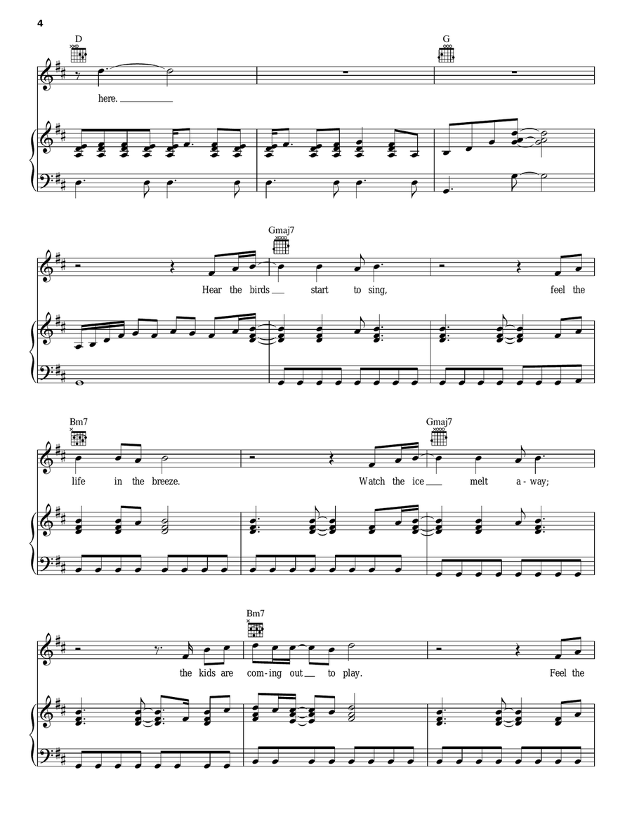 Spring Is Coming Piano, Vocal, Guitar scores gallery preview page 4