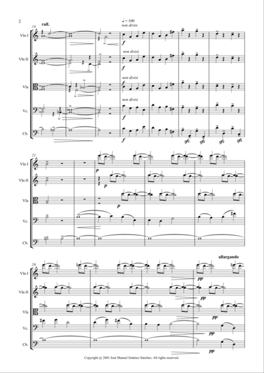 Contemplación 1, para orquesta de cuerda String Orchestra scores gallery preview page 2