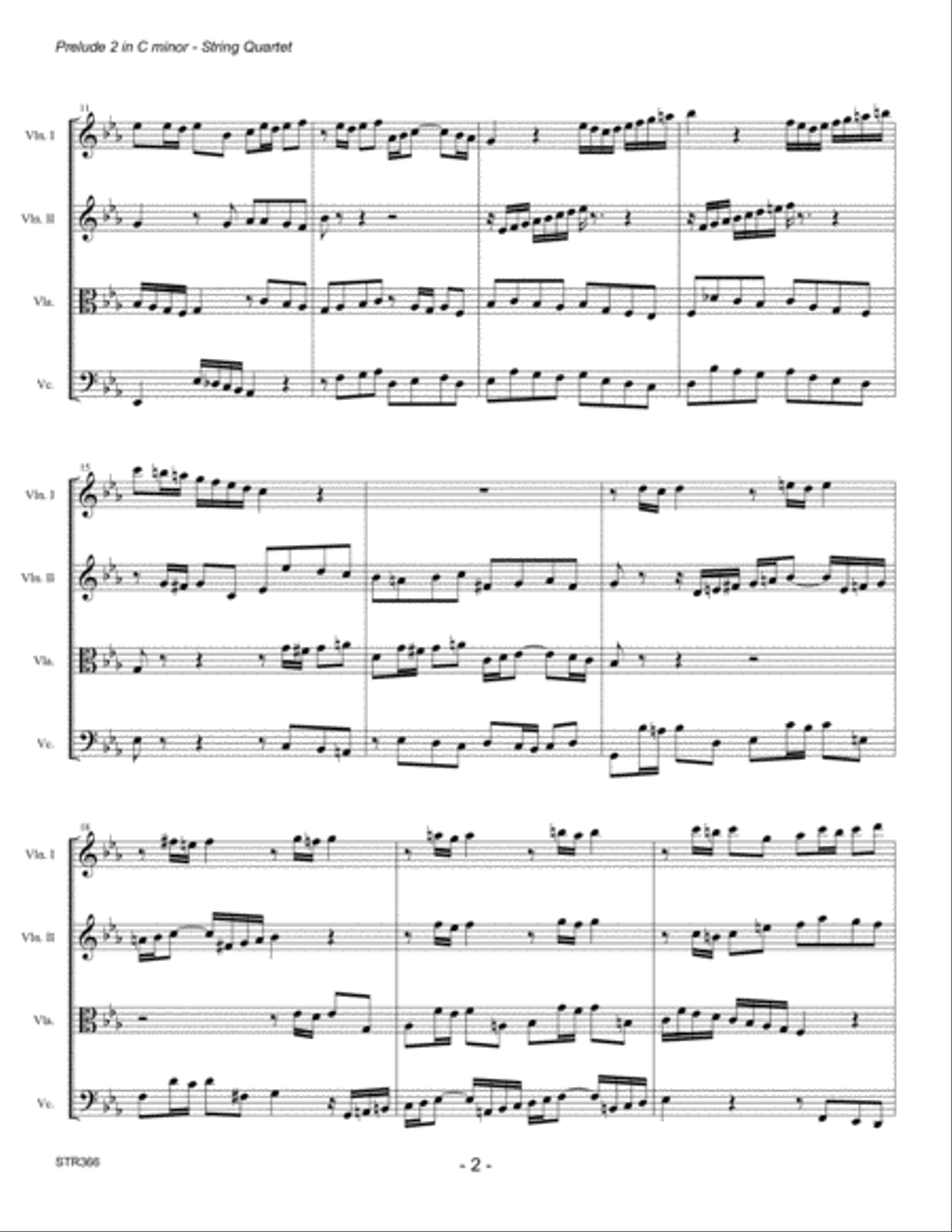 FUGUE #2 in C minor (J.S. Bach) for STRING QUARTET String Quartet scores gallery preview page 2