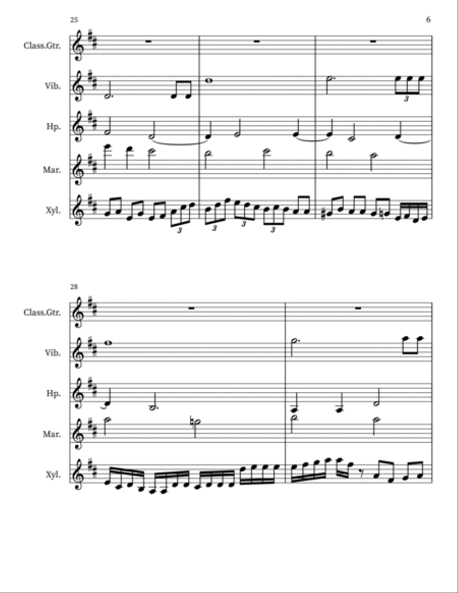 Ambrosia 10 for Guitar, Vibraphone, Harp, Xylophone Small Ensemble scores gallery preview page 6